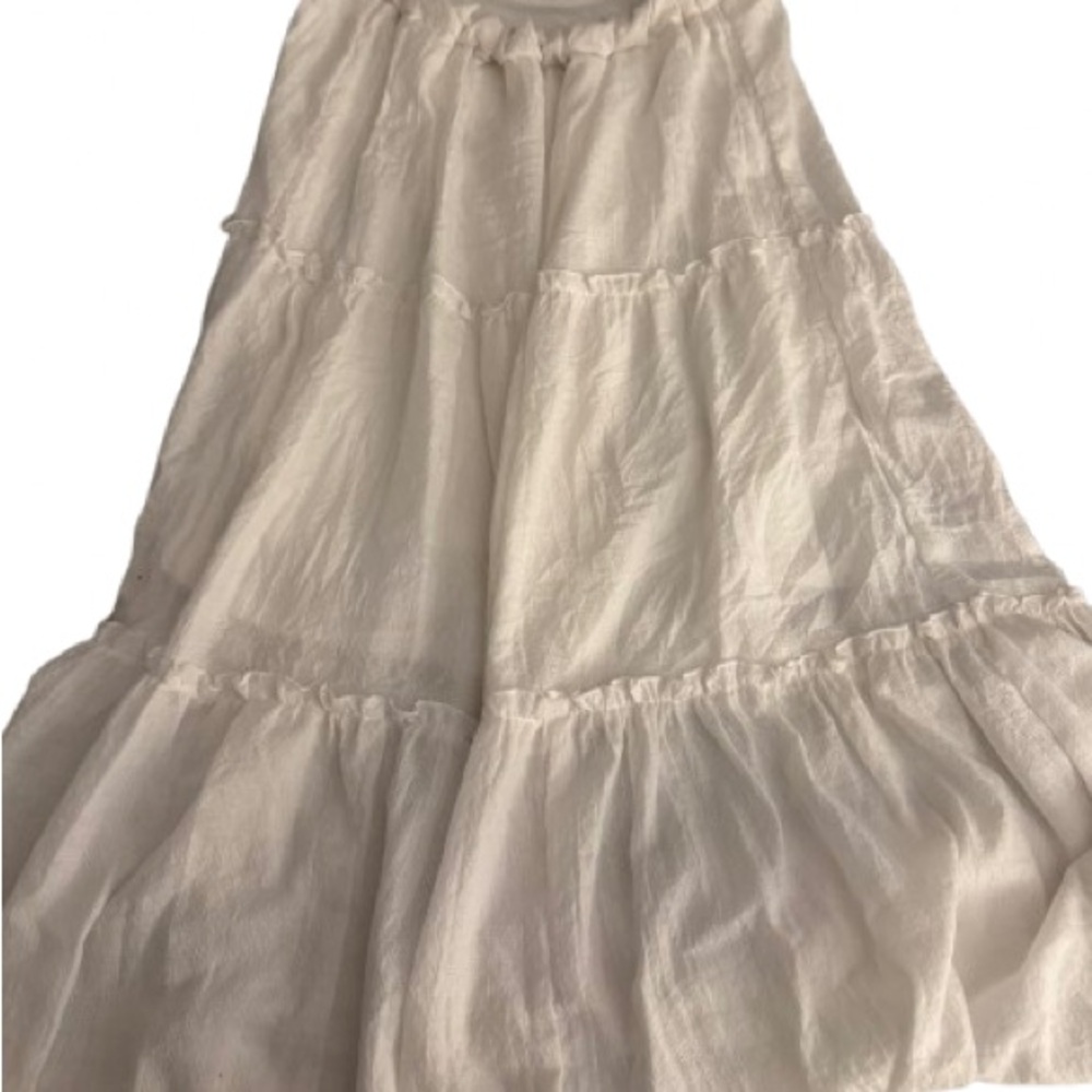 Urban Renewal Cream Tiered A-Line Skirt
